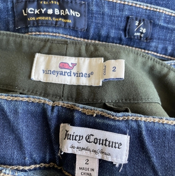 Women's Size 2 Bottoms Lot Jeans Vineyard Vines Lucky Brand Juicy Couture - Picture 2 of 11